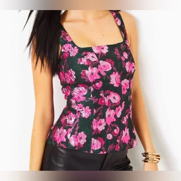 NWT Lilly Pulitzer Leya Floral Jacquard Top Size Large - Picture 1 of 7